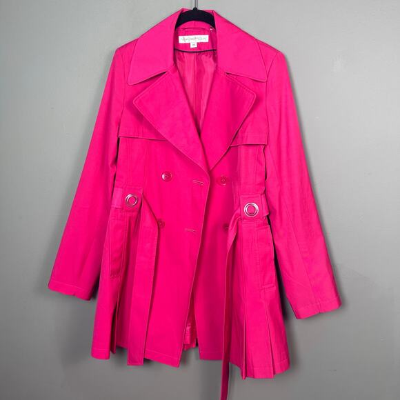 Via Spiga trench coat medium pink pleated double breasted slimming peplum - Picture 7 of 12